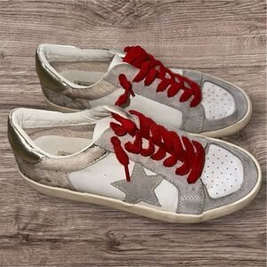 Vintage Havana Multimix Houndstooth Red Laces Sneaker Sz 8 Western Chic Preppy